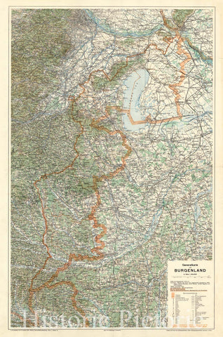 Map : Burgenland, Austria 1922, Burgenland im Masse 1:200.000 , Antique Vintage Reproduction