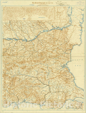 Map : Eastern Balkans (Bulgaria, Rumania, Turkey, etc) 1916, The Daily Telegraph war map No. 19 [of the eastern Balkans including Bulgaria, Rumania, Turkey, etc.