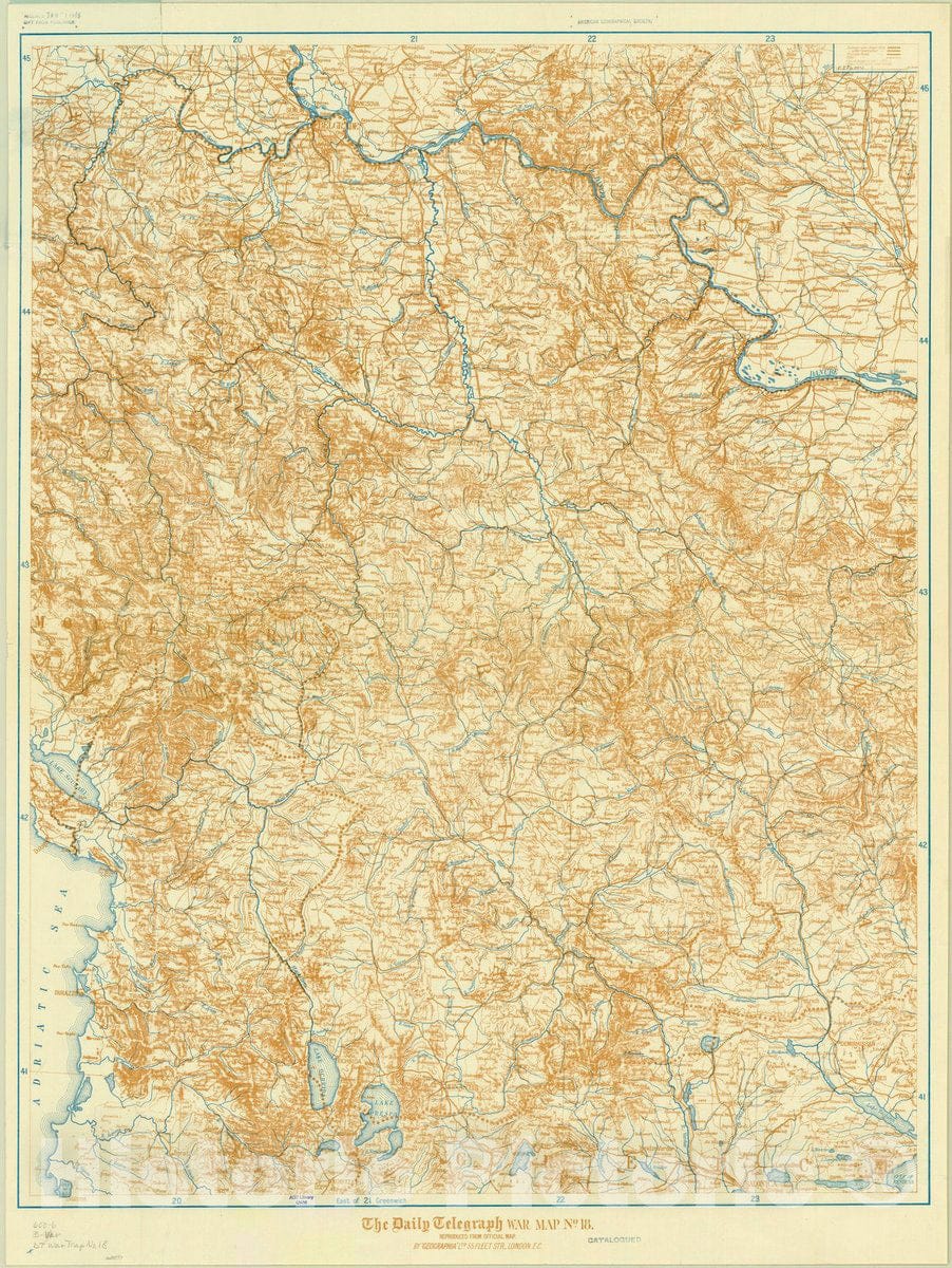 Historic Map : Balkan Peninsula 1918, The Daily Telegraph war map no. 18 : [of the central Balkan Peninsula including Serbia, Albania, Macedonia, western Bulgaria, and northern Greece