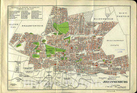 Map : Johannesburg, South Africa 1913, Johannesburg , Antique Vintage Reproduction