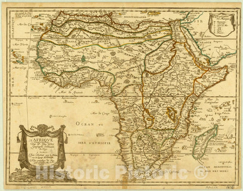 Map : Africa 1676, L'Afrique , Antique Vintage Reproduction