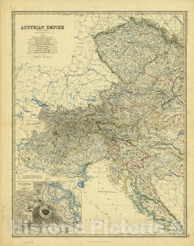 Map : Austro-Hungarian Empire 1863, Austrian Empire (Western sheet) , Antique Vintage Reproduction