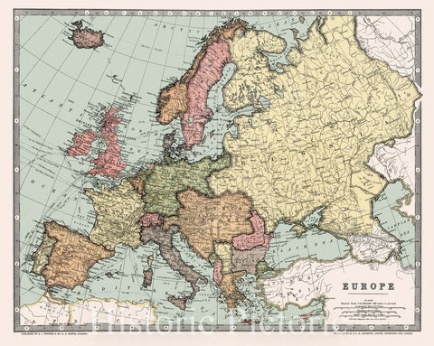 Map : Europe 1914, , Antique Vintage Reproduction