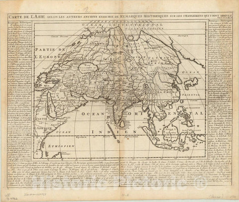 Map : Asia 1732, Carte de L'Asie selon les auteurs anciens enrichie de Remarques Historiques sur les changemens qui y sont arrivez. Atlas historique.