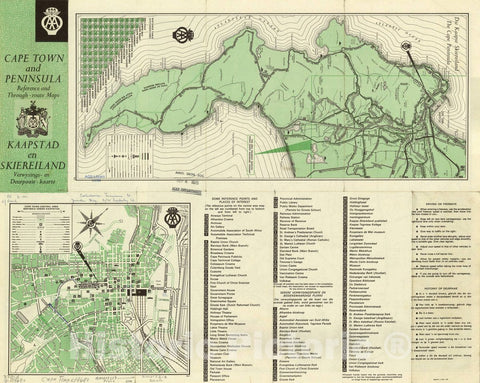 Map : Cape Town, South Africa 1969, Cape Town and Peninsula reference and through-route maps : Kaapstad en Skiereiland verwysings- en deurpaaie-kaarte