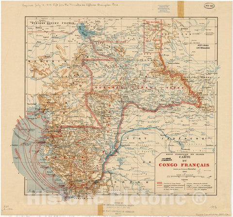Map : French-speaking Equatorial Africa 1906, Carte du Congo franc?ais , Antique Vintage Reproduction