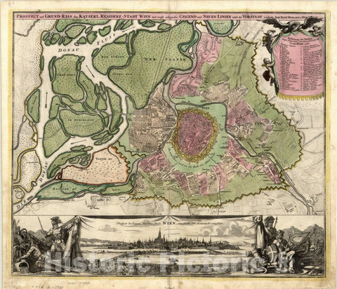 Map : Vienna, Austria 1712, Antique Vintage Reproduction