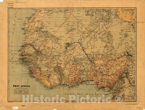 Map : Africa, West 1914, West Africa showing the British possessions , Antique Vintage Reproduction