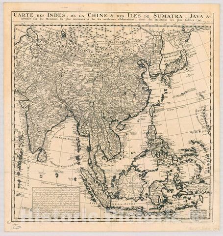 Map : Southeast Asia 1732, Antique Vintage Reproduction