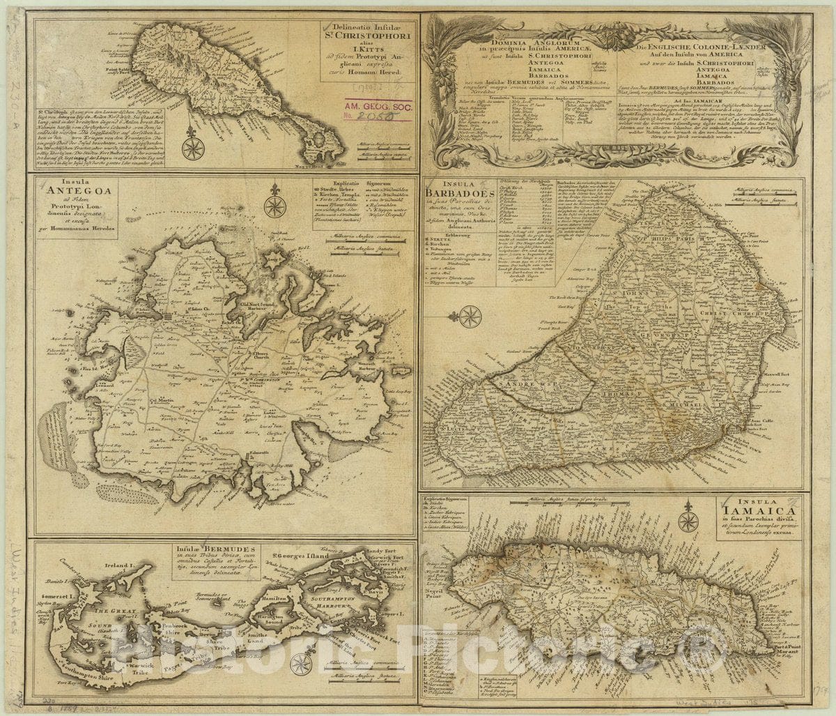 Historic Map : West Indies 1759, Dominia anglorum in pr?ipuis insulis Americ?ut sunt insula : Christophori, Antegoa, Iamaica, Barbados ; nec non insulae Bermudes vel Sommers dictae