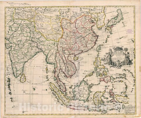 Map : Asia 1721, A new map of India & China from the latest observations , Antique Vintage Reproduction