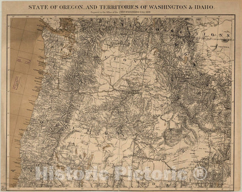 Map : Oregon, Washington & Idaho 1879, State of Oregon and territories of Washington and Idaho , Antique Vintage Reproduction