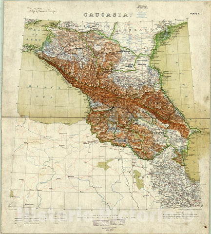 Map : Caucasia 1906, Caucasia plate I, Antique Vintage Reproduction