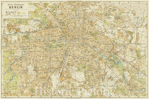 Map : Berlin, Germany 1935, Silva-Stadtplan Berlin, Antique Vintage Reproduction