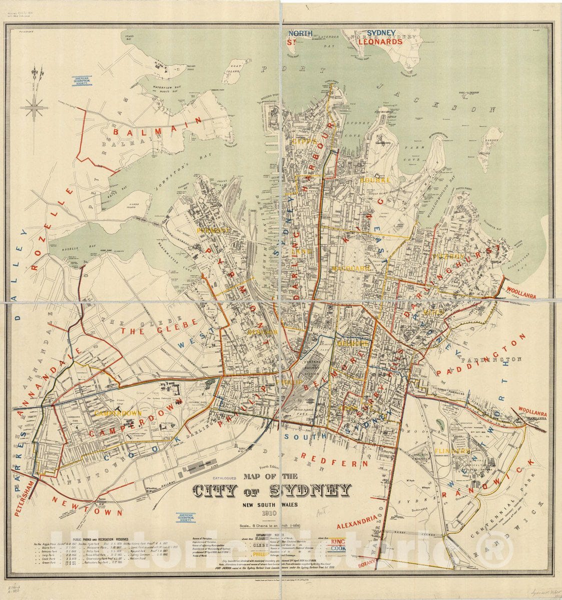 Map : Sydney (Australia) 1910 1, Map of the city of Sydney, New South Wales , Antique Vintage Reproduction