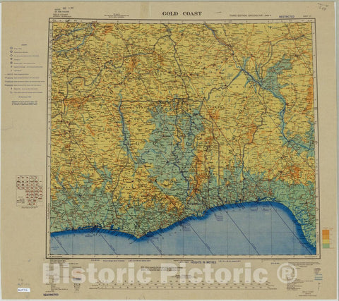 Map : Ghana 1944, Africa 1:2,000,000. Sheet 17, Gold Coast , Antique Vintage Reproduction