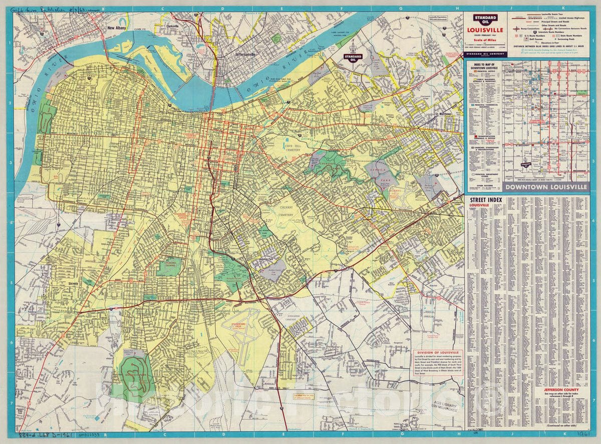 Map : Louisville, Kentucky 1961 2, Louisville , Antique Vintage