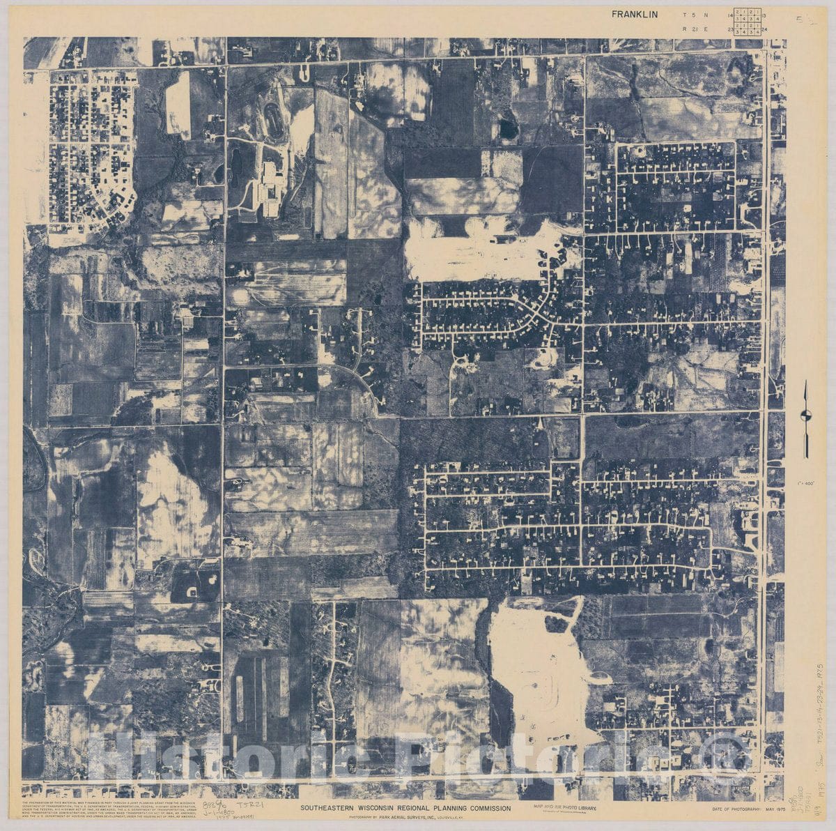 Map Franklin T5 N14, R21 E23 1975, [Aerial photographs of southeaste Historic Pictoric