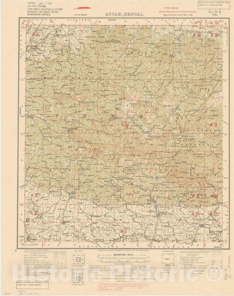 Map : Garo Hills, Goalpara & Sylhet Districgts and Khasi States, Mymee ...