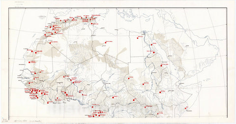 Map : Africa 1970 1, Carte des gisements de fer en Afrique, Iron ore deposits in Africa . Association des Services Geologiques Africans., Antique Vintage Reproduction