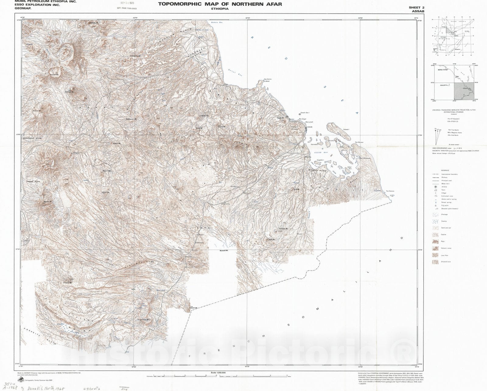 Map : Ethiopia 1968 1, Topomorphic map of Northern Afar, Ethiopia , Antique Vintage Reproduction