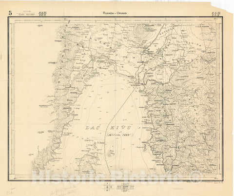 Map : Ruanda-Urundi, Africa 1948 1, Belgian Congo, Africa Ruanda-Urundi District scale 1:100,000 , Antique Vintage Reproduction