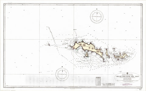 Map : South Orkney Islands 1964 1, Republica Argentina, Oceano Atlantico Sur, Islas Orcadas del Sur , Antique Vintage Reproduction