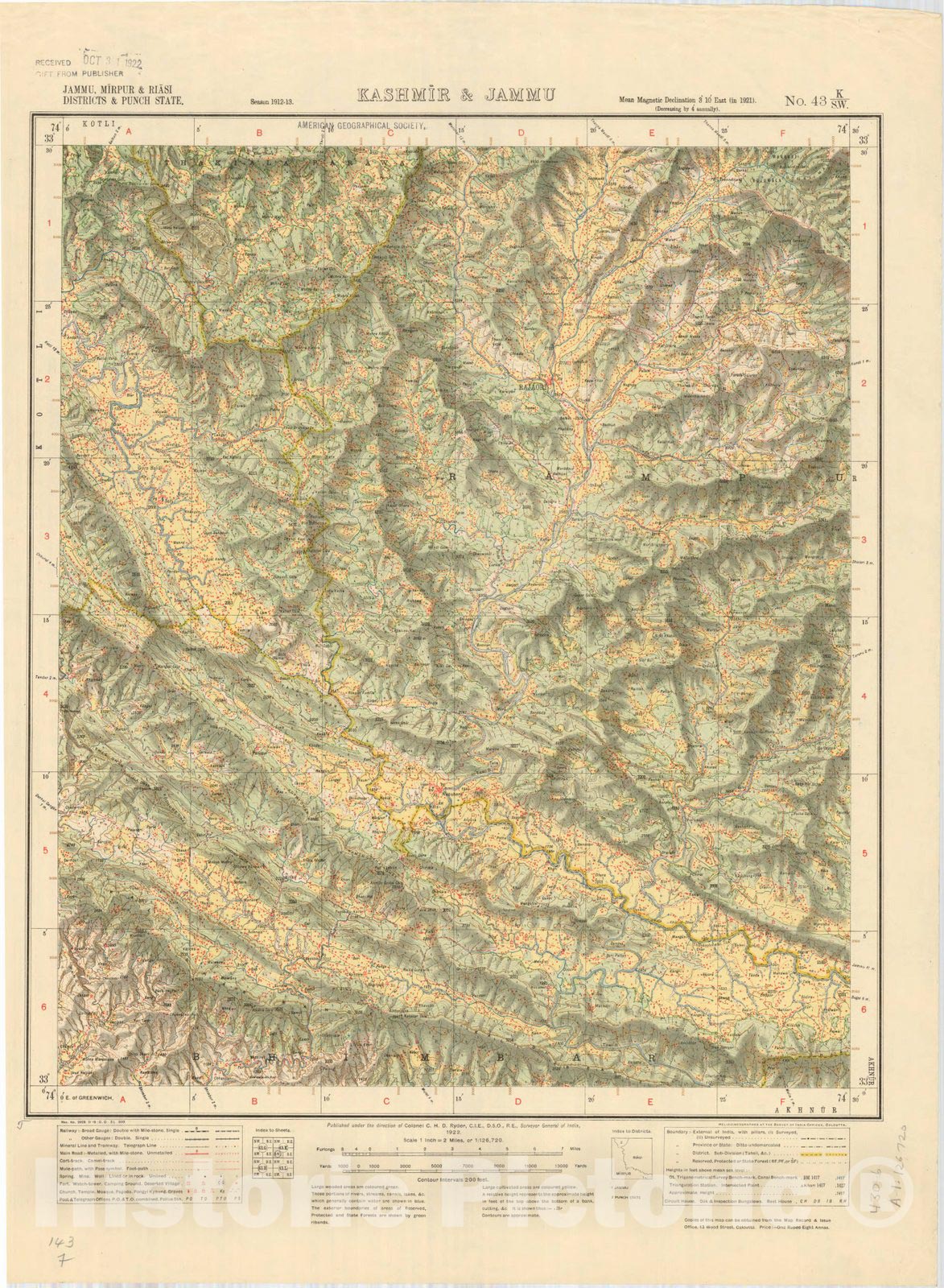 Map : Jammu, Mirpur & Riasi Districts & Punch State, Kashmir & Jammu N ...