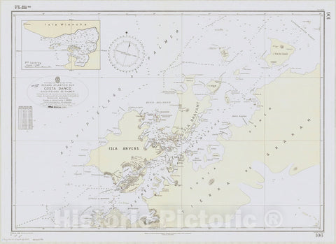 Map : Graham Land, Antarctica 1949, Republica Argentina, Oceano Atlantico Sur, Costa Danco, Archipielago de Palmer , Antique Vintage Reproduction