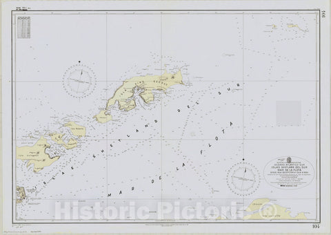 Map : Sheltland Islands 1949, Republica Argentina, Oceano Atlantico Sur, Islas Shetland del Sur, Mar de la Flota, desde Isla Decepcion a Isla Gibbs
