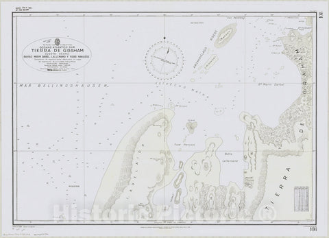 Map : Graham Land, Antarctica 1949, Republica Argentina, Oceano Atlantico Sur, Tierra de Graham (costa oueste), Bahias Marin Darbel, Lallemand y Fiord Hanusse