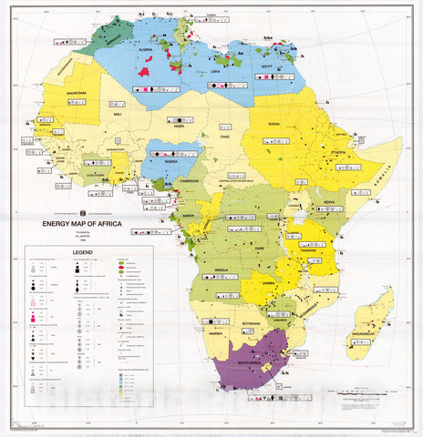 Map : Africa 1996, Energy map of Africa , Antique Vintage Reproduction