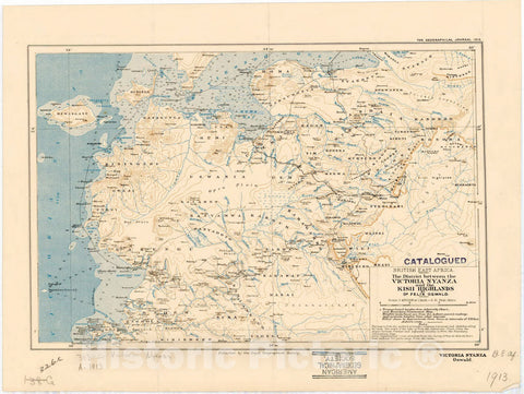 Map : Victoria Nyanza, Kenya 1913, British East Africa, the district between the Vitoria Nyanza and the Kisii Highlands , Antique Vintage Reproduction