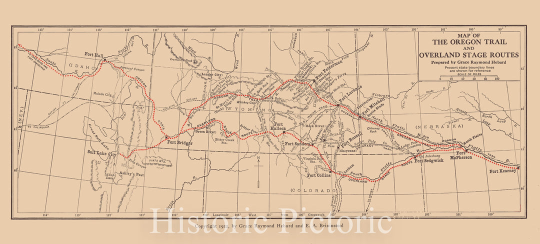 Map : Oregon Trail 1870 1922, Map of the Oregon trail and Overland stage routes , Antique Vintage Reproduction