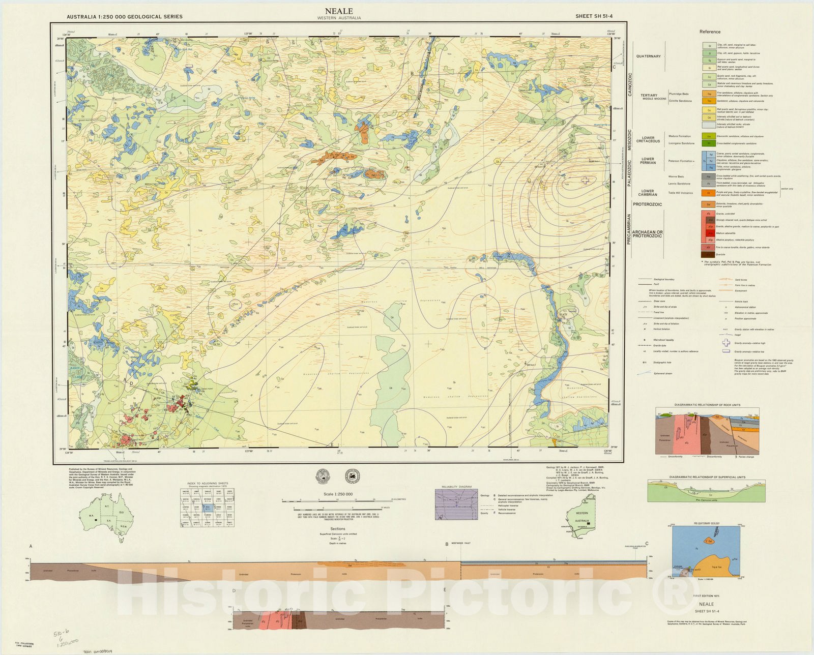 Map : Neale, Western Australia 1975, Australia 1:250,000 geological series Neale, Western Australia, Antique Vintage Reproduction