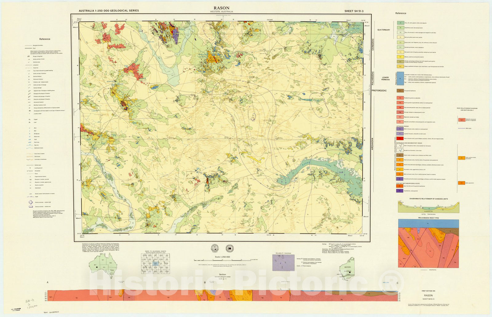 Map : Rason, Western Australia 1976, Australia 1:250,000 geological series, Rason, Western Australia, Antique Vintage Reproduction