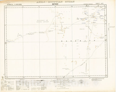 Map : Matassi, Anglo-Egyptian Sudan 1938, Africa 1:250,000, Anglo-Egyptian Sudan, Matassi sheet 44-H , Antique Vintage Reproduction