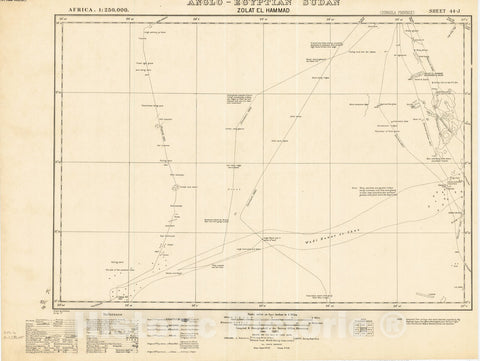 Map : Zolat el Hammad, Anglo-Egyptian Sudan 1933, Africa 1:250,000, Anglo-Egyptian Sudan, Zolat el Hammad sheet 44-J , Antique Vintage Reproduction