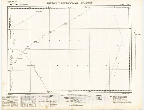 Map : Anglo-Egyptian Sudan, sheet 44-I 1942, Africa 1:250,000, Anglo-Egyptian Sudan, sheet 44-I , Antique Vintage Reproduction