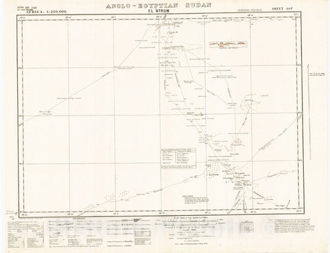 Map : El 'Atrun, Anglo-Egyptian Sudan 1942, Africa 1:250,000, Anglo-Egyptian Sudan, El 'Atrun, sheet 44-F , Antique Vintage Reproduction
