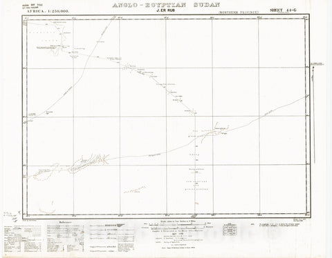 Map : J. er Rub, Anglo-Egyptian Sudan 1942, Africa 1:250,000, Anglo-Egyptian Sudan, J. er Rub sheet 44-G , Antique Vintage Reproduction