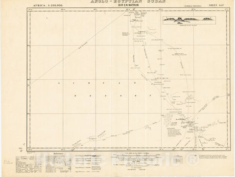 Map : Bir en Natrun, Anglo-Egyptian Sudan 1933, Africa 1:250,000, Anglo-Egyptian Sudan, Bir en Natrun, sheet 44-F , Antique Vintage Reproduction