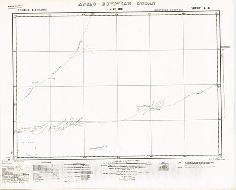 Map : J. er Rub, Anglo-Egyptian Sudan 1935, Africa 1:250,000, Anglo-Egyptian Sudan, J. er Rub sheet 44-G , Antique Vintage Reproduction