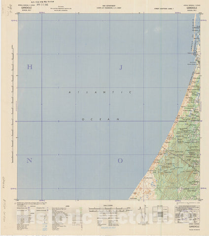 Map : Gandiole, Senegal 1942, Africa, Senegal 1:125000 Gandiole, Senegal Belt , Antique Vintage Reproduction