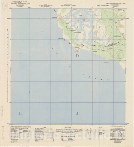 Map : Diembering, Senegal 1942, Africa, Senegal 1:125000 Diembering, Senegal Belt , Antique Vintage Reproduction
