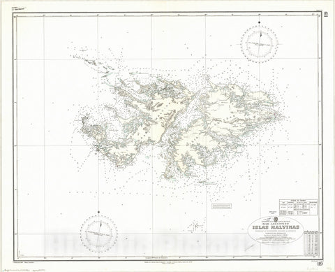 Map : Falkland Islands 1952, Republica Argentina, Mar Argentino, Islas Malvinas , Antique Vintage Reproduction
