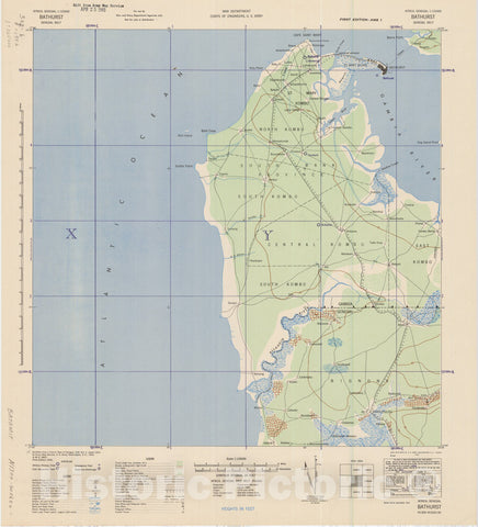 Map : Bathurst, Senegal 1942, Africa, Senegal 1:125000 Bathurst, Senegal Belt , Antique Vintage Reproduction