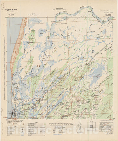 Map : St. Louis, Senegal 1942, Africa, Senegal 1:125000 St. Louis, South Sahara , Antique Vintage Reproduction