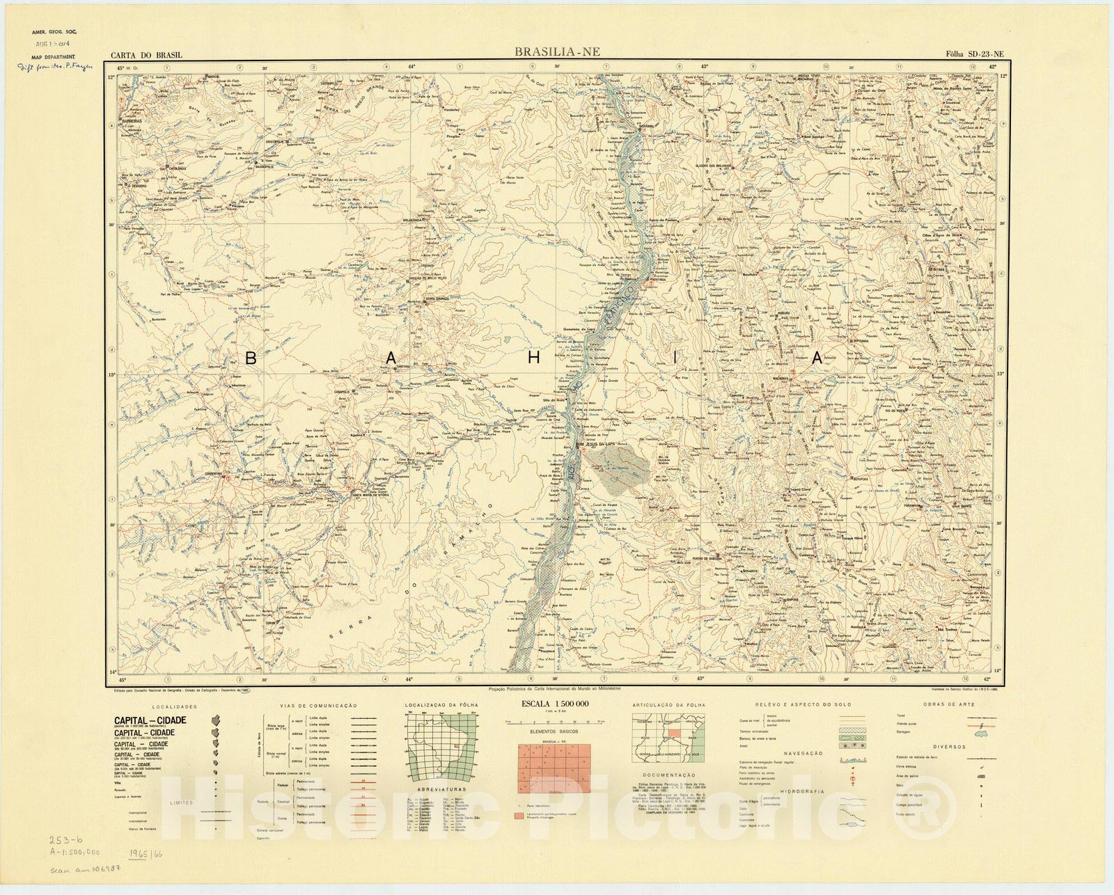 Map : Brasilia - NE, Brazil 1965, Carta do Brasil , Antique Vintage Reproduction