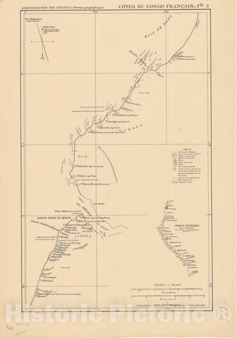 Map : Africa 1893 10, Atlas des co?tes du Congo franc?ais en vingt-deux feuilles a l'echelle de 1, Antique Vintage Reproduction